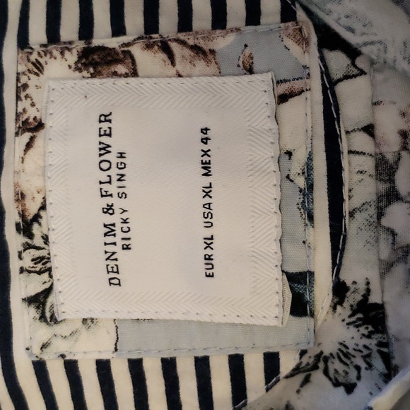 Denim & Flower Ricky Singh Slim-Fit Floral Print Button Down Shirt Size XL - Picture 7 of 8